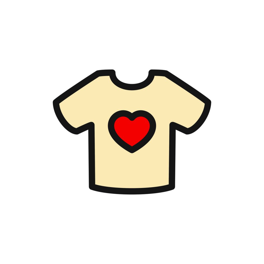 t-shirt with heart icon illustration